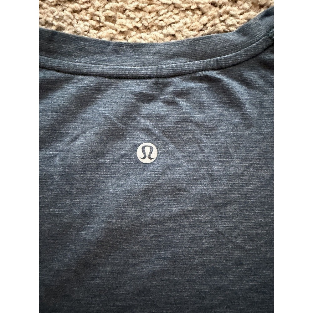 Lululemon Men's Blue Gray Jersey Crew Neck‎ Short Sleeve Logo T-Shirt XL - Picture 4 of 6